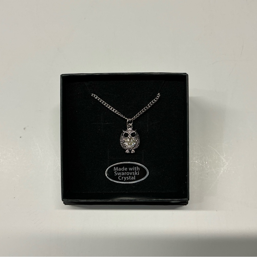 Swarovski Silver Crystal Owl Necklace - Picture 2 of 3